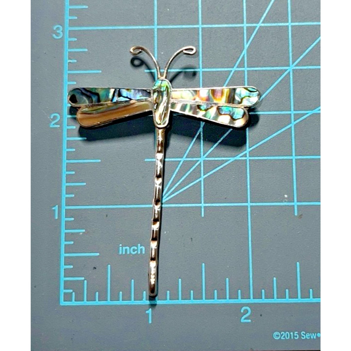 VINTAGE TAXCO TR-18 Dragonfly Abalone STERLING Silver 925 Pin/ Brooch 2.75” Tall