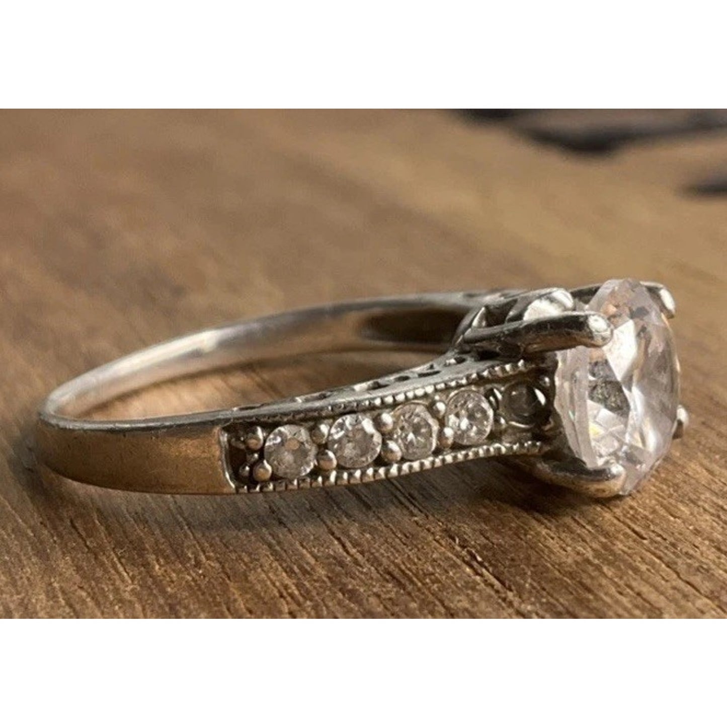 Sterling Silver CZ Engagement Ring Size 8.5 Round Solitaire Bridal Ring 925