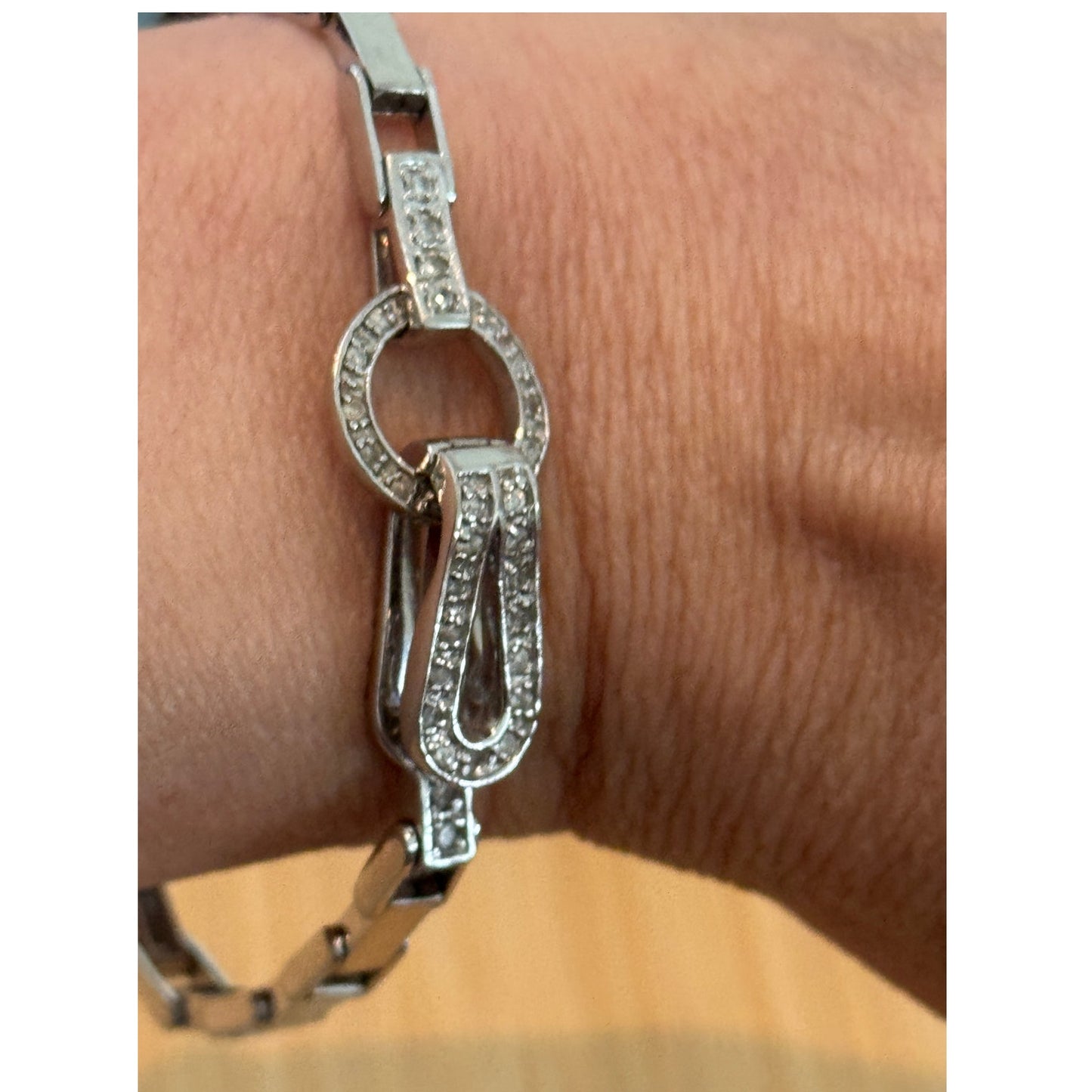 925 Sterling Silver Moissanite Link Bracelet 7.75” Pave Teardrop Circle 17g
