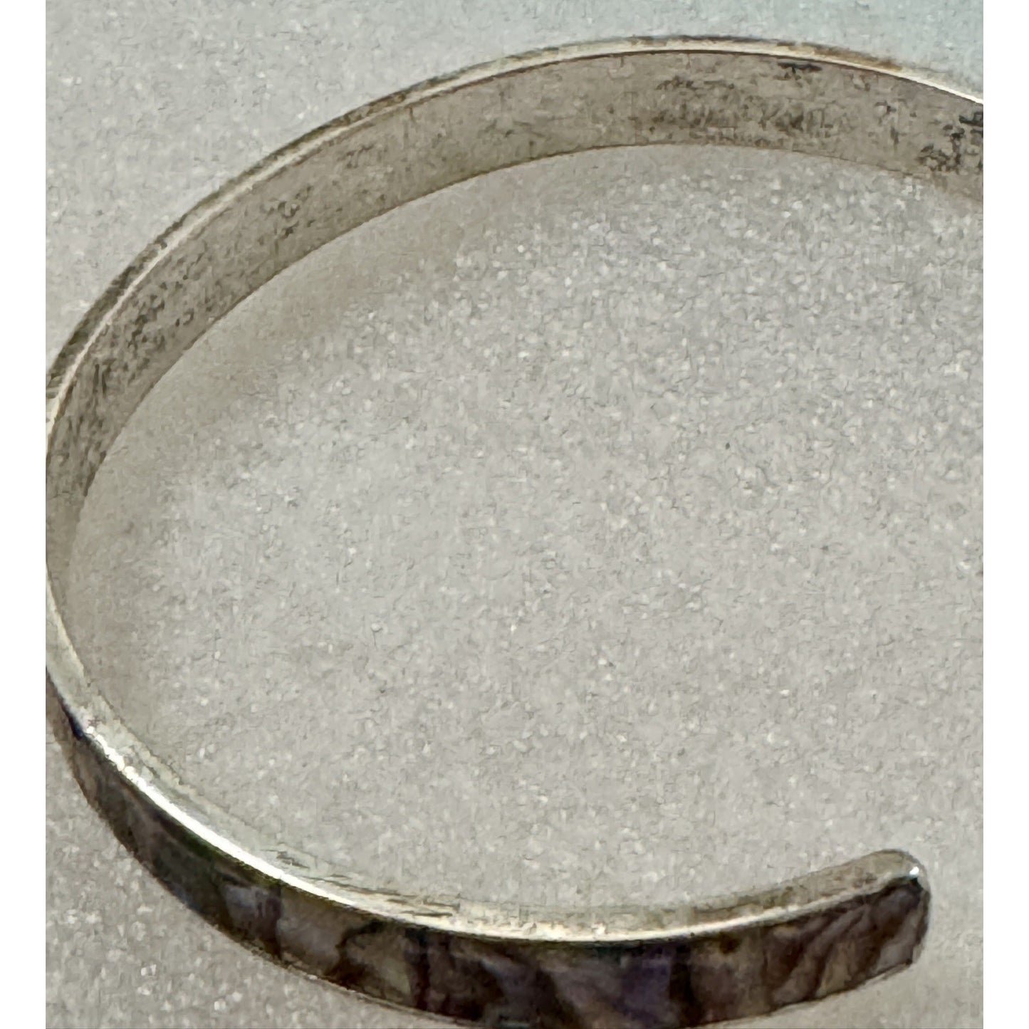 Vintage Abalone Shell Mosaic Inlay Silver Tone Cuff Bracelet 15g Adjustable