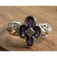 Vintage 925 Sterling Silver Amethyst Purple Gemstone Flower Ring Size 7.5