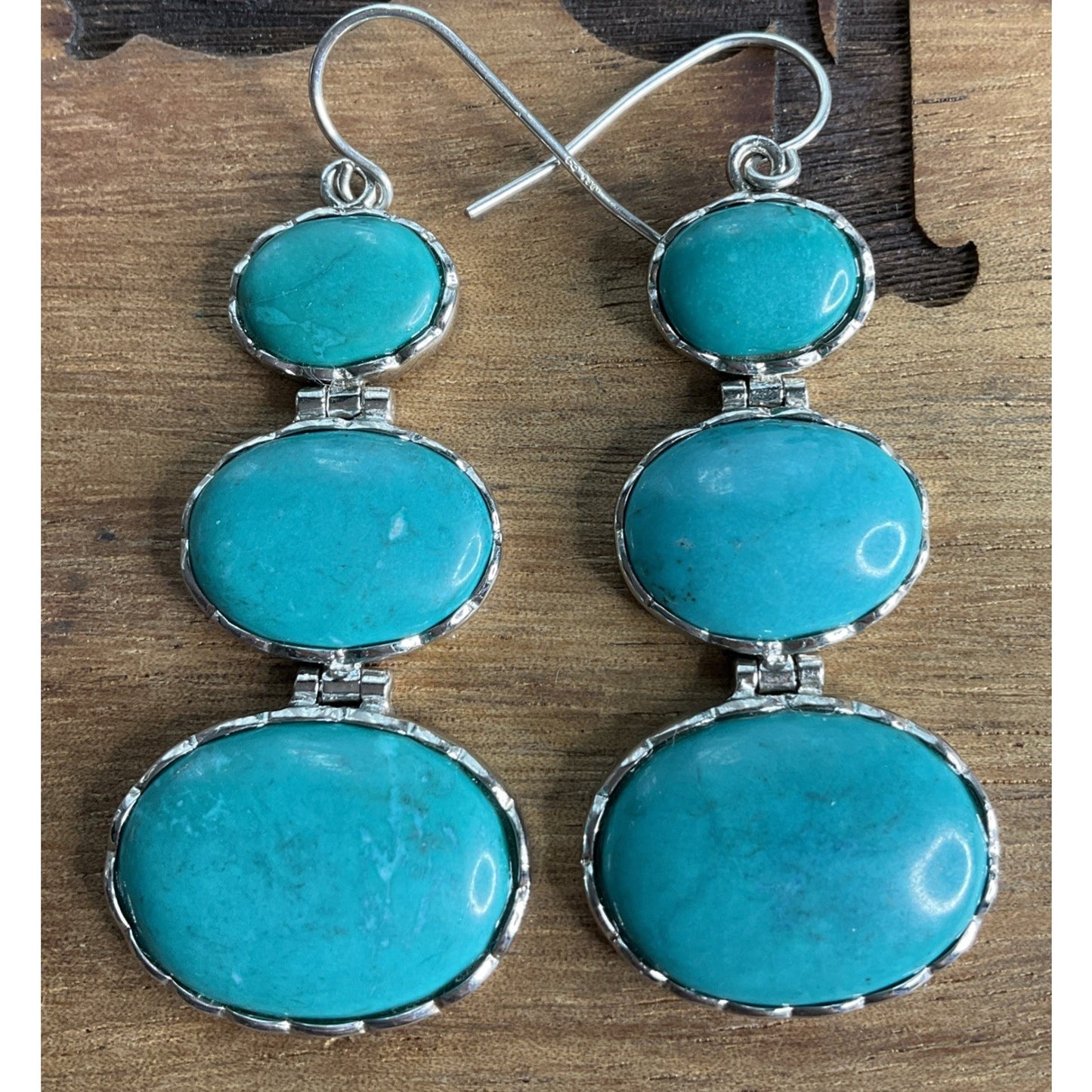 Sleeping Beauty Turquoise Sterling 925 Dangle Drop Earrings CN LUC Lucas Lameth