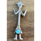 Vintage Turquoise Yei Figure Sterling Silver Brooch Southwestern Native American