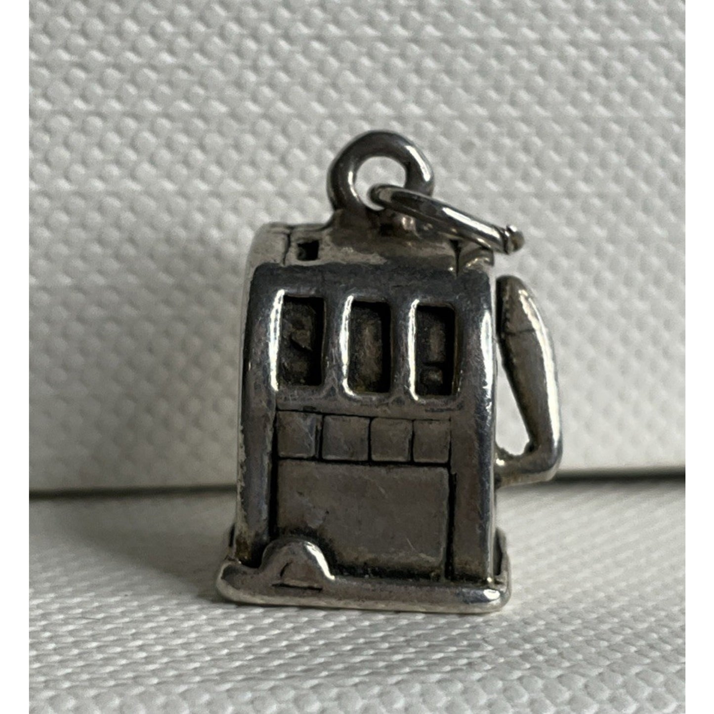 Vintage Sterling Silver Slot Machine Charm Pendant Casino Gambling Theme