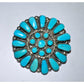 Signed M. Stead Zuni Sterling Silver Turquoise Cluster Pin Pendant Pin Brooch