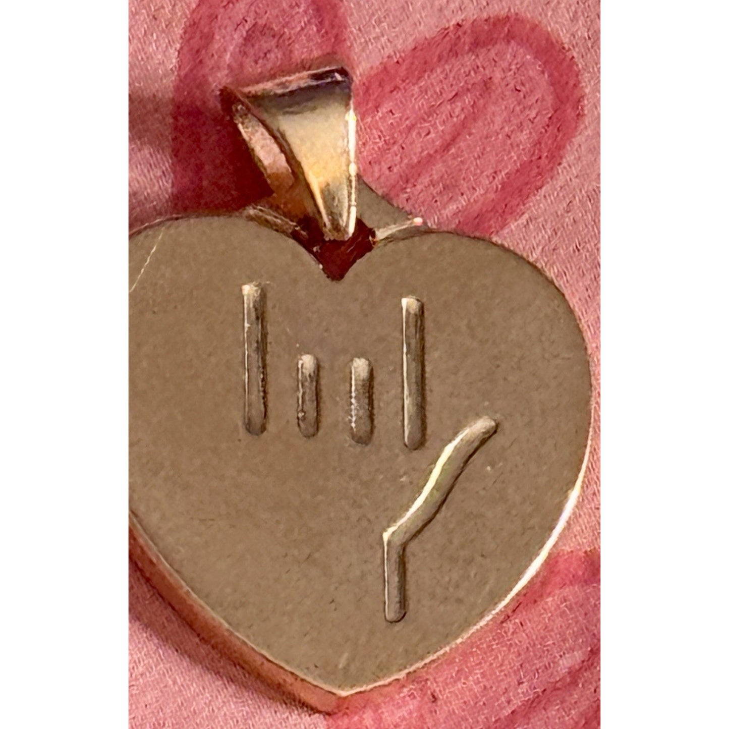 Pre owned James Avery Retired RARE 14k Gold Heart ASL I Love You Heart Pendant Charm 6 gr