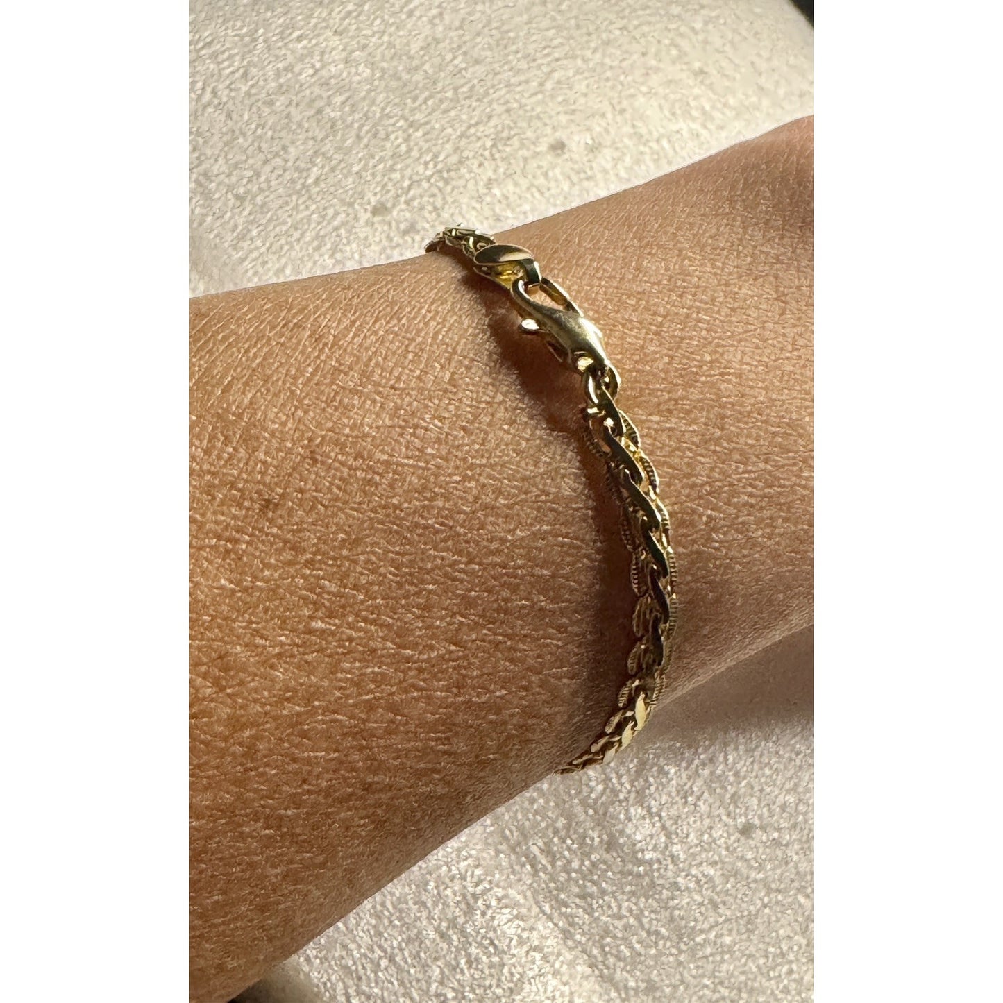 Vintage Gold Tone Double Rope Figaro Link Bracelet 7” Lobster Clasp Classic