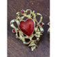 Vintage Avon Red Enamel Hearts & Bows Gold Tone Retro Valentine Jewelry Earrings