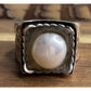 Retired Silpada Sterling Hammered Freshwater Pearl 925 Sterling Silver Ring Sz 7
