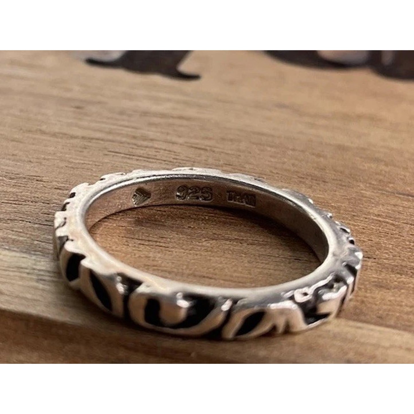 THAI925 Sterling Silver Scroll Vine Band Ring Size 6.25 Stackable Floral Ring