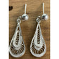 Vintage Sterling Silver Filigree Drop Earrings Dainty Light Teardrop Design