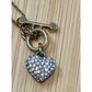 Vintage Juicy Couture Gold Tone Pavé Crystal Crown Heart Toggle 16” Necklace Y2K