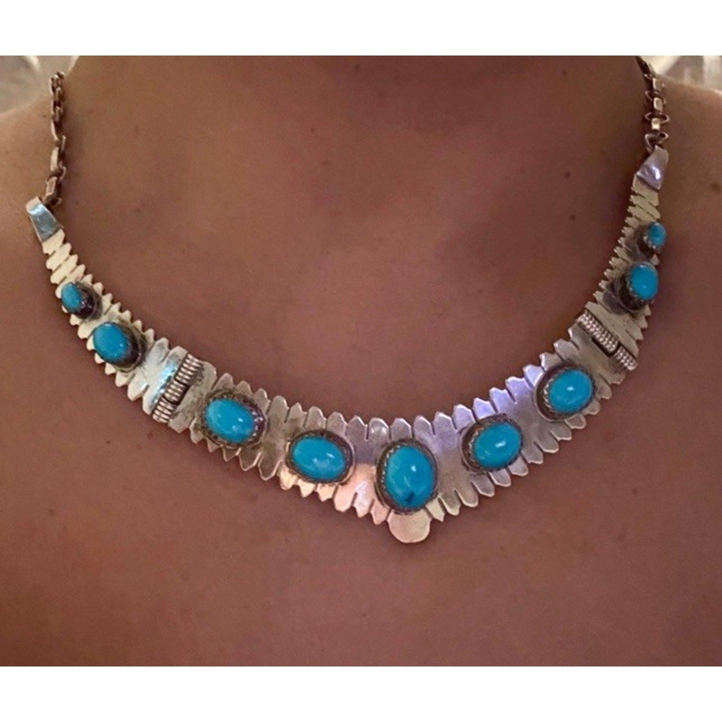 Vintage Sammy Charlie Necklace Sleeping Beauty Turquoise Signed Sterling SC 30.2