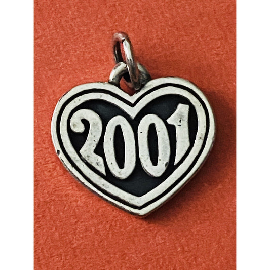 James Avery Retired Silver 2001 Heart Year In A Charm Pre-Owned