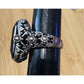 Vintage 18K GE Black Faceted Stone Cocktail Ring Gothic Victorian Revival Sz 8.5
