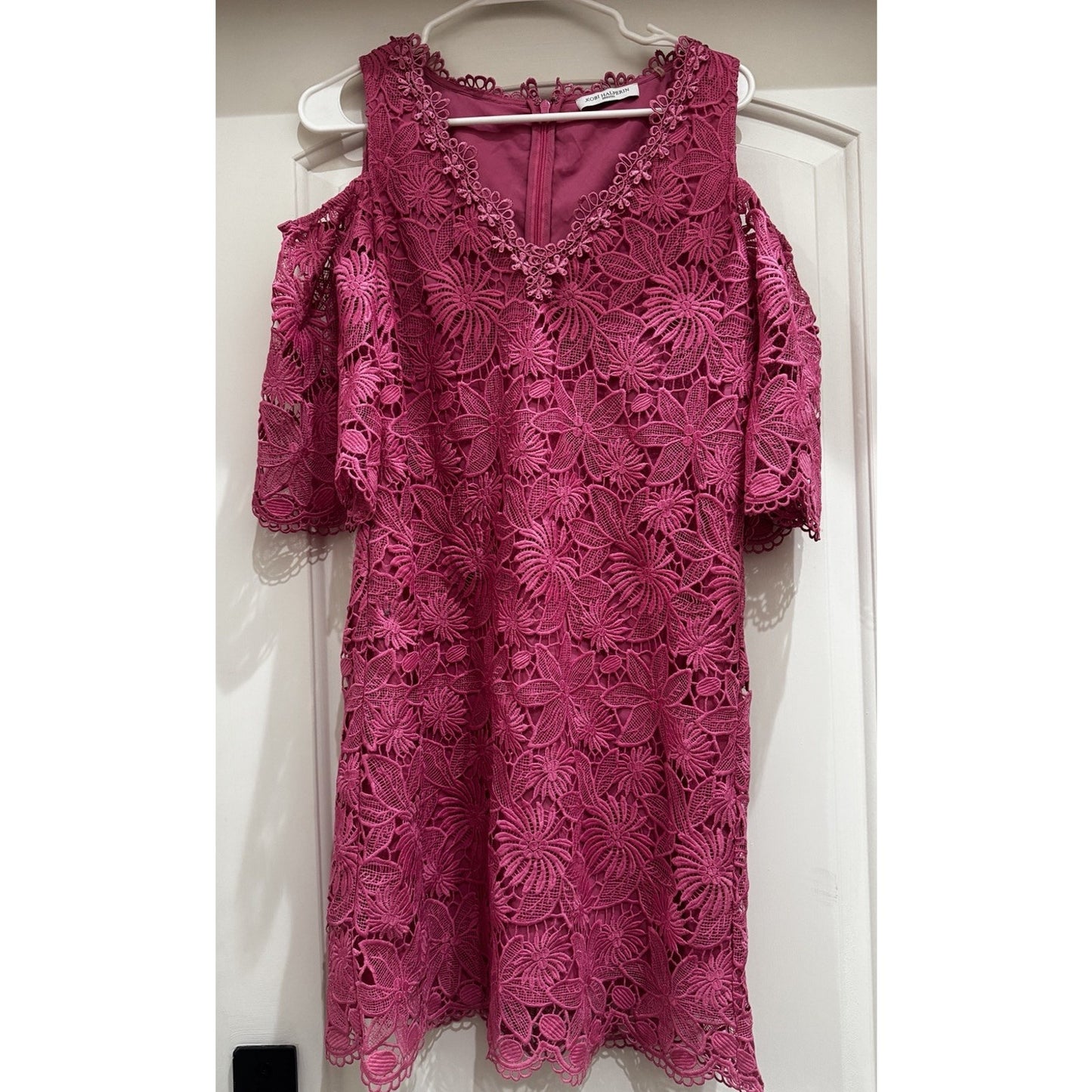 Kobi Halperin Edna Cold Shoulder Embroidered Floral Lace Pink Dress Size 6