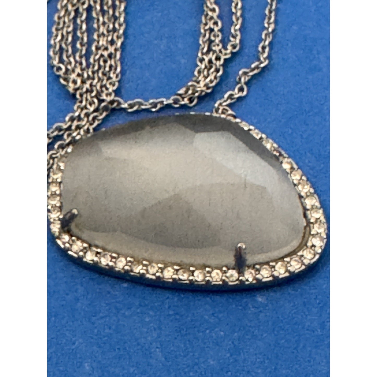Banana Republic Agate Semi Precious Stone Pave Crystal Pendant Necklace