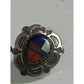 Vintage Native American Style Sterling Silver Zuni Inlay 5/8” Earrings O.T.