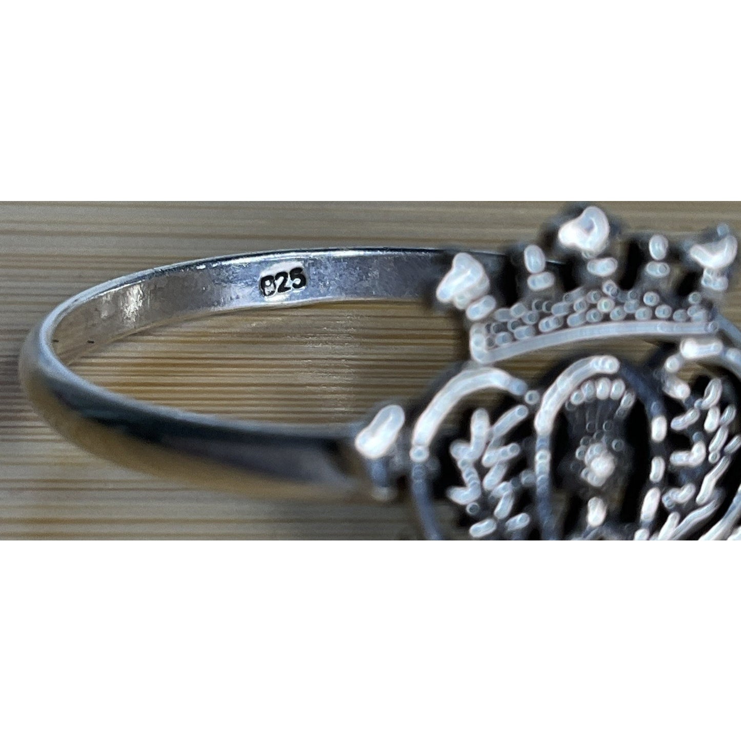 Vintage Sterling Silver Scottish Claddagh Ring Crown Heart Thistle Size 9