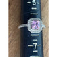 Sterling Silver Pink Stone Halo Ring Size 6 Princess Cut Engagement Style 925