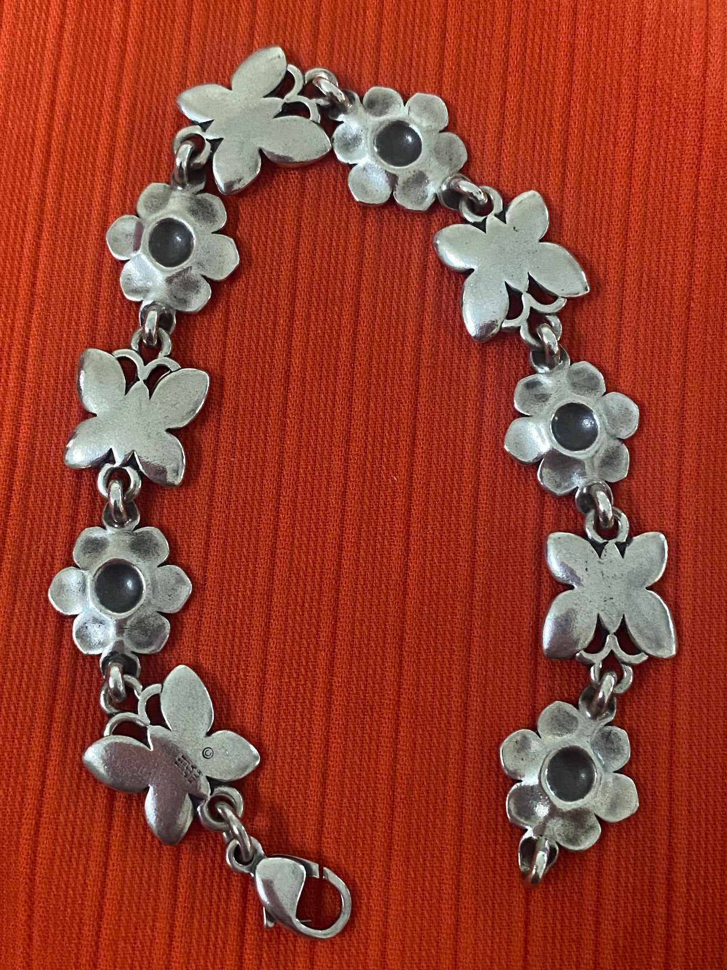 Preowned James Avery Retired HTF Butterflies and Blooms Flowers Bracelet