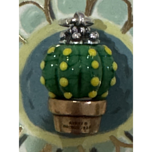 Pre owned James Avery Retired Silver And Bronze Cactus Glass Art Finial Charm