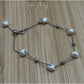 Vintage Sterling Silver Freshwater Pearl & Silver Bead Station Slider Bracelet