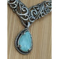 New Carolyn Pollack Sterling Silver Turquoise Doublet Scroll Rope Bar Necklace