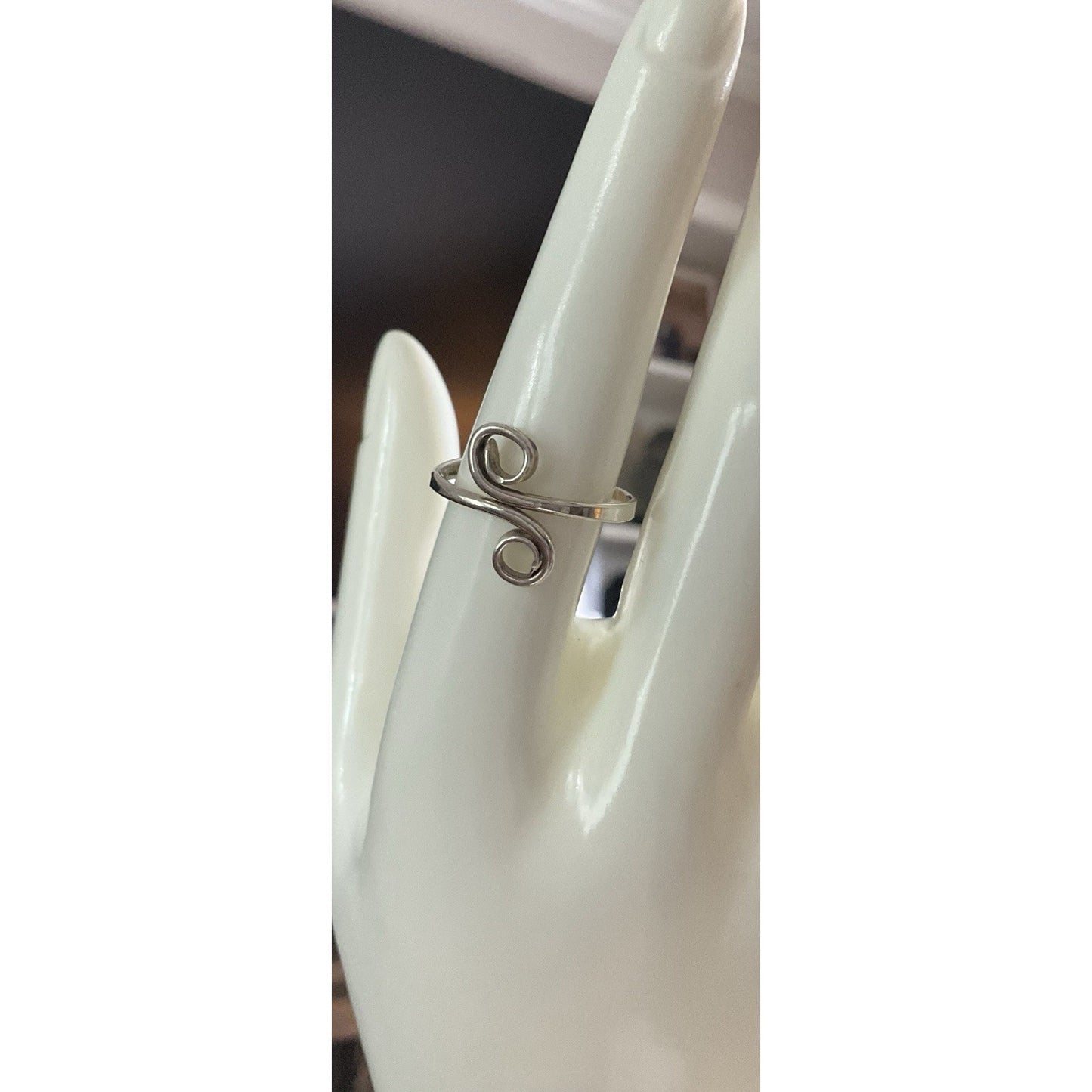 Sterling Silver Spiral Wrap Ring Size 9 Minimalist Open Swirl Ring 925