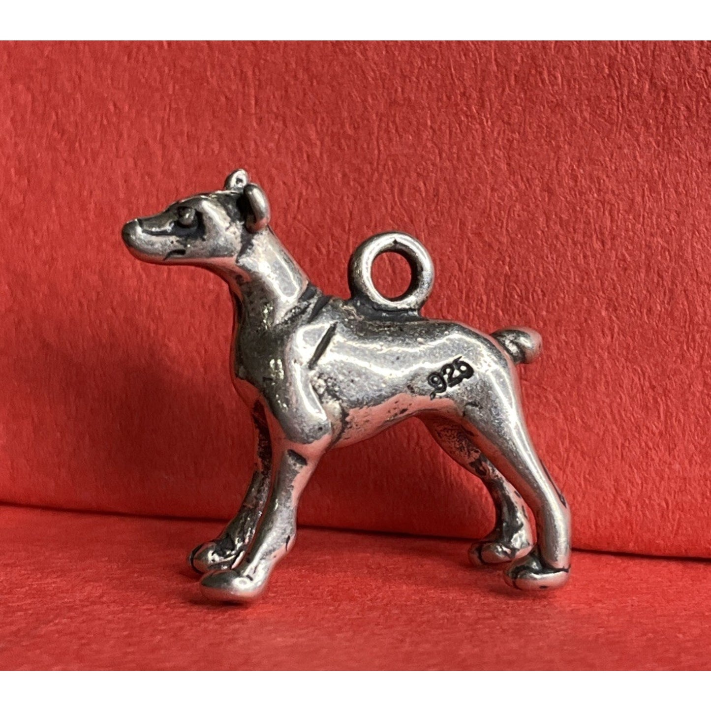 Vintage Sterling Silver Greyhound Dog Charm Pendant Whippet Italian Greyhound