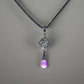 Vintage Lori Rogers Sterling Silver Amethyst Teardrop Pendant And Necklace
