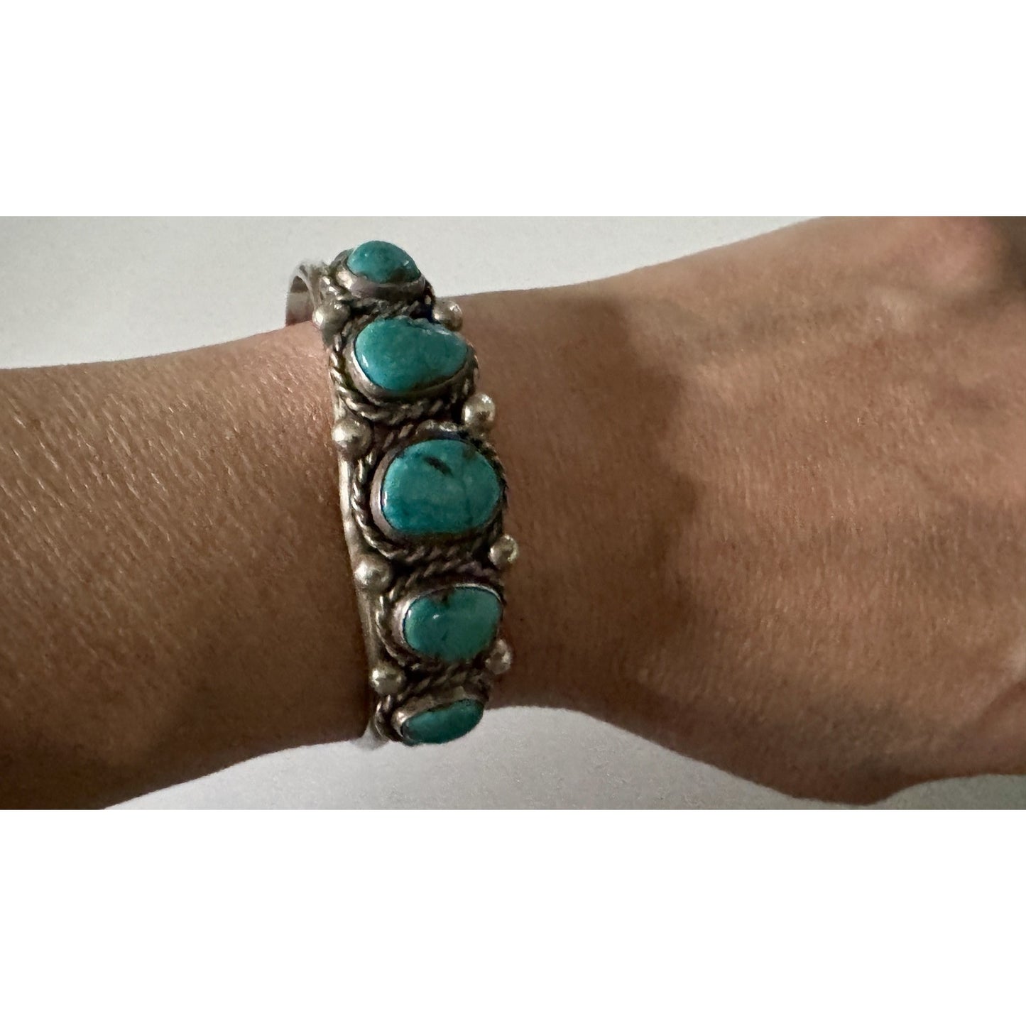 L Kaye Begay Vintage Navajo Sterling Silver Kingman Turquoise Cuff Bracelet 34g