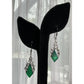 Vintage Green Onyx Art Nouveau Vines Sterling Silver Earrings