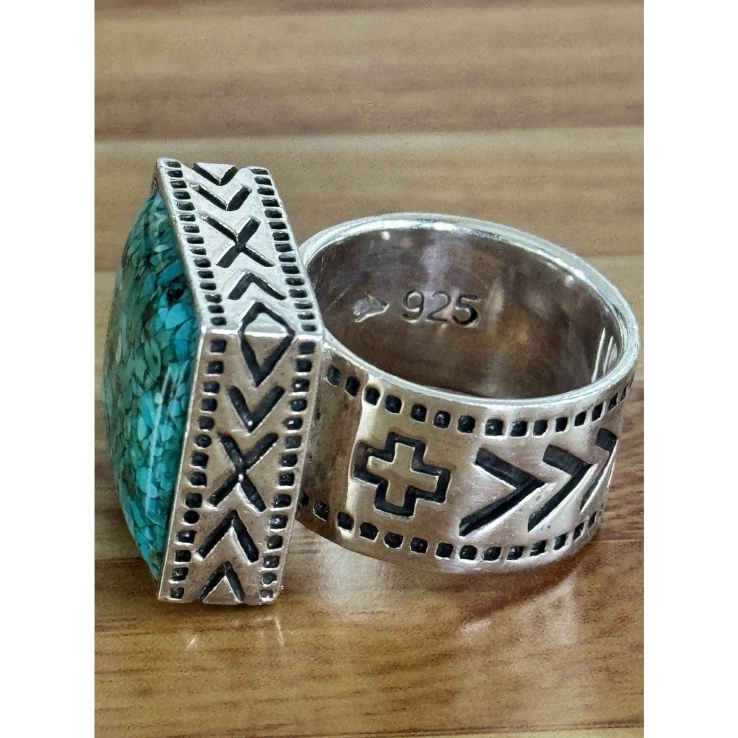 Retired Silpada Sterling Silver 925 Crushed Turquoise Statements Ring Size 7