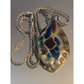 Large MCM Studio Art Glass Pendant Necklace 925 Sterling 24” Murano Style