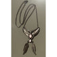 Vintage Navajo Sterling Silver Pink Conch Dangle Feather Necklace Signed S Cline