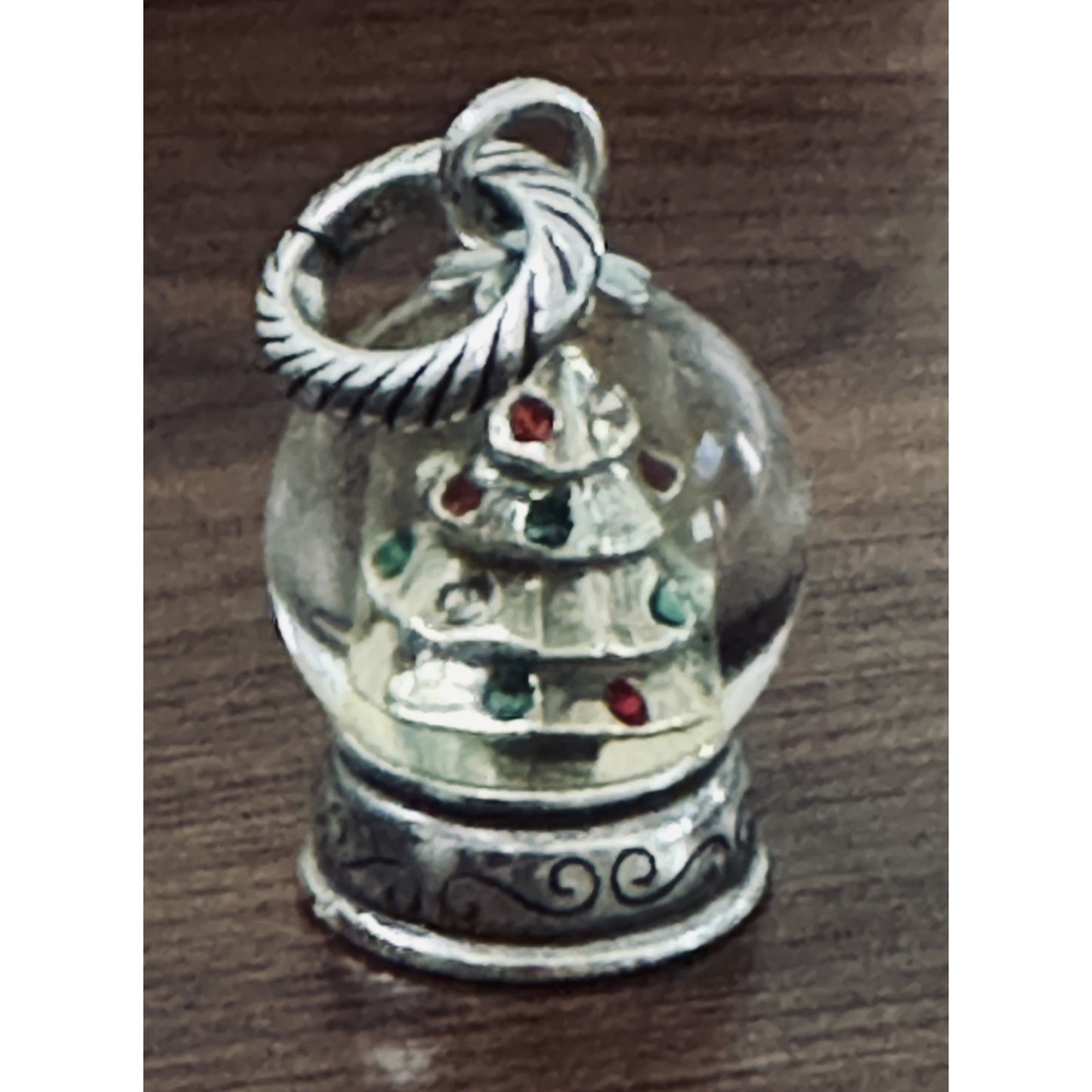 Brand New Rare Brighton Snowglobe Christmas Tree Silver Tone Charm Or Pendant
