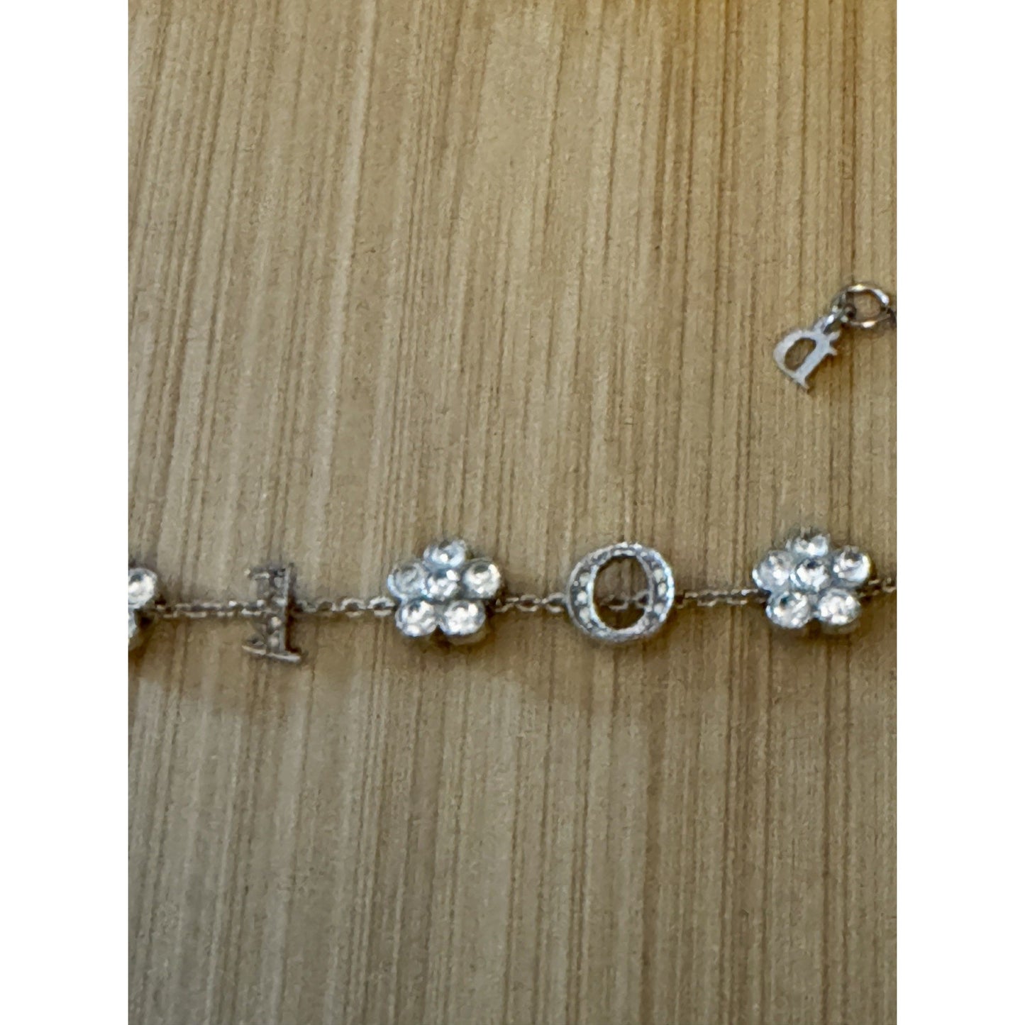 Vintage 2004 Christian Dior Girly Crystal DIOR Flower Bracelet Galliano 6.5 - 8”
