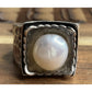 Retired Silpada Sterling Hammered Freshwater Pearl 925 Sterling Silver Ring Sz 7