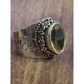 Vintage Sterling Silver Faceted Citrine Ring Sz 8.25 Artisan Filigree Swirl Band