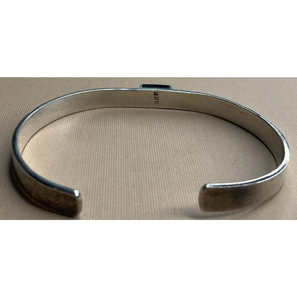 Vintage Sterling Silver Cuff Bracelet Black Inlay Minimalist Modernist 13g