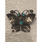 Vintage Sterling Silver Turquoise Butterfly Brooch Southwestern Natural Matrix