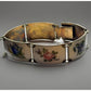 Finn Jensen Guilloche Enamel Sterling Panel Bracelet Rose, Bell Flower, Violet