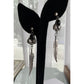 Lorena Sterling Silver Black Onyx Feather Dangle Earrings Southwestern Boho Drop