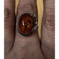 Vintage 925 Baltic Amber Cognac Sterling Silver Ring Size 7.5 Statement Ring