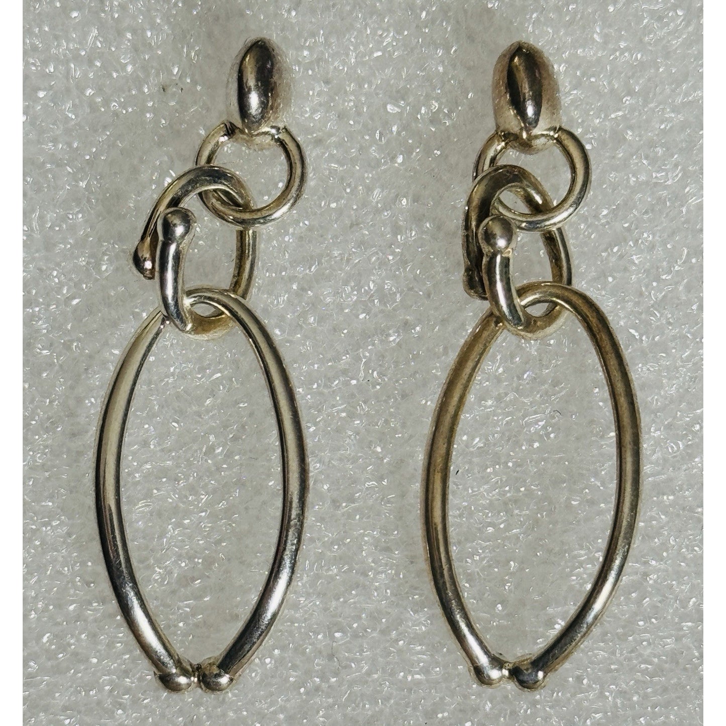 Michael Dawkins 925 Sterling Silver & 14K Gold Accent Oval Link Dangle Earrings