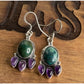 Sterling Silver Chrysocolla Amethyst Purple Dangle Earrings Boho 925