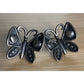 Vintage Sterling Silver Butterfly Heart Mariposa Pierced Earrings Oxidized