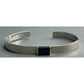 Vintage Sterling Silver Cuff Bracelet Black Inlay Minimalist Modernist 13g