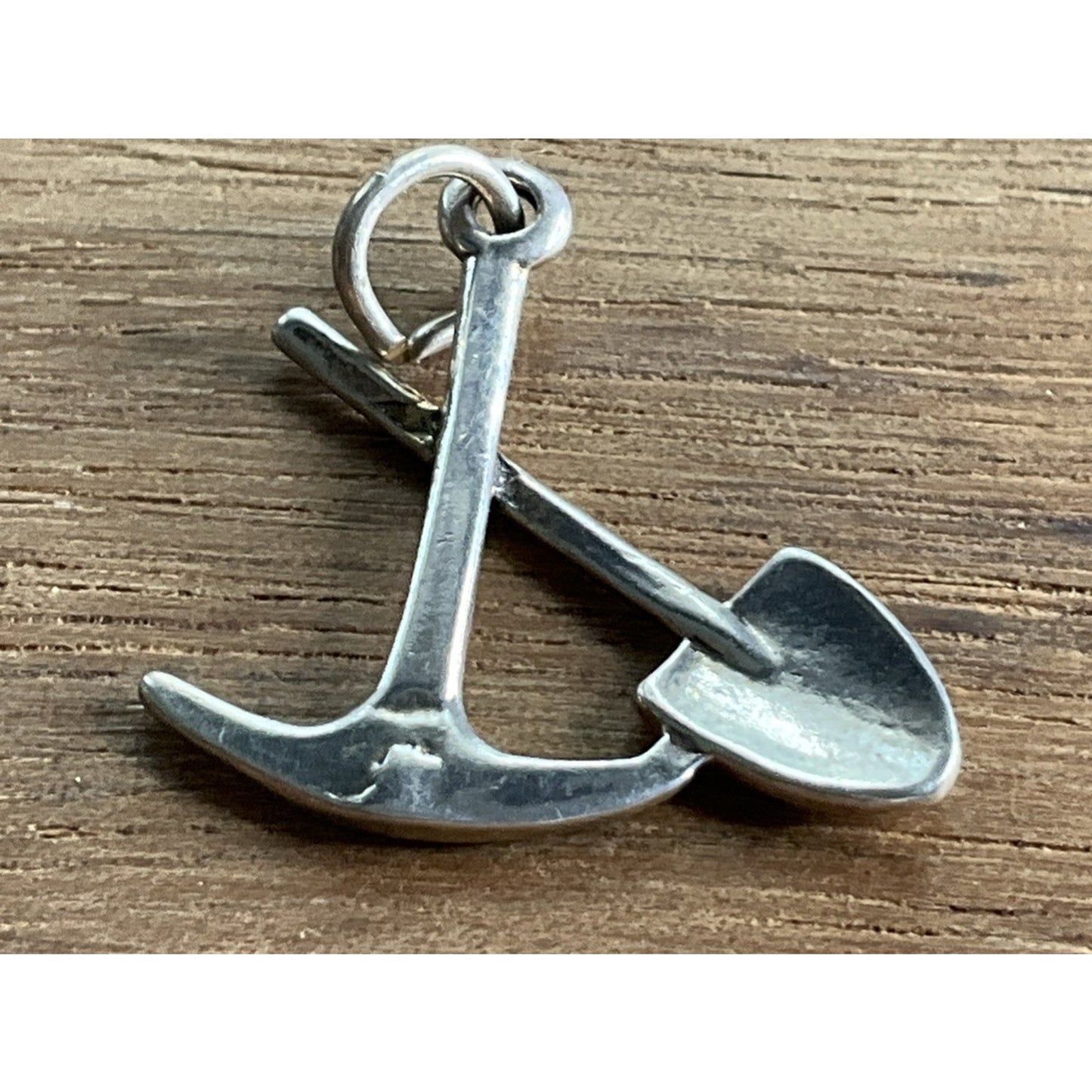 Vintage 925 Sterling Silver Crossed Pickaxe Shovel Charm
